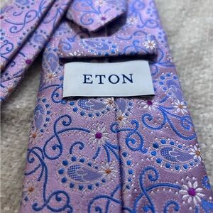 Eton Silk Tie with Pink and Blue Paisley